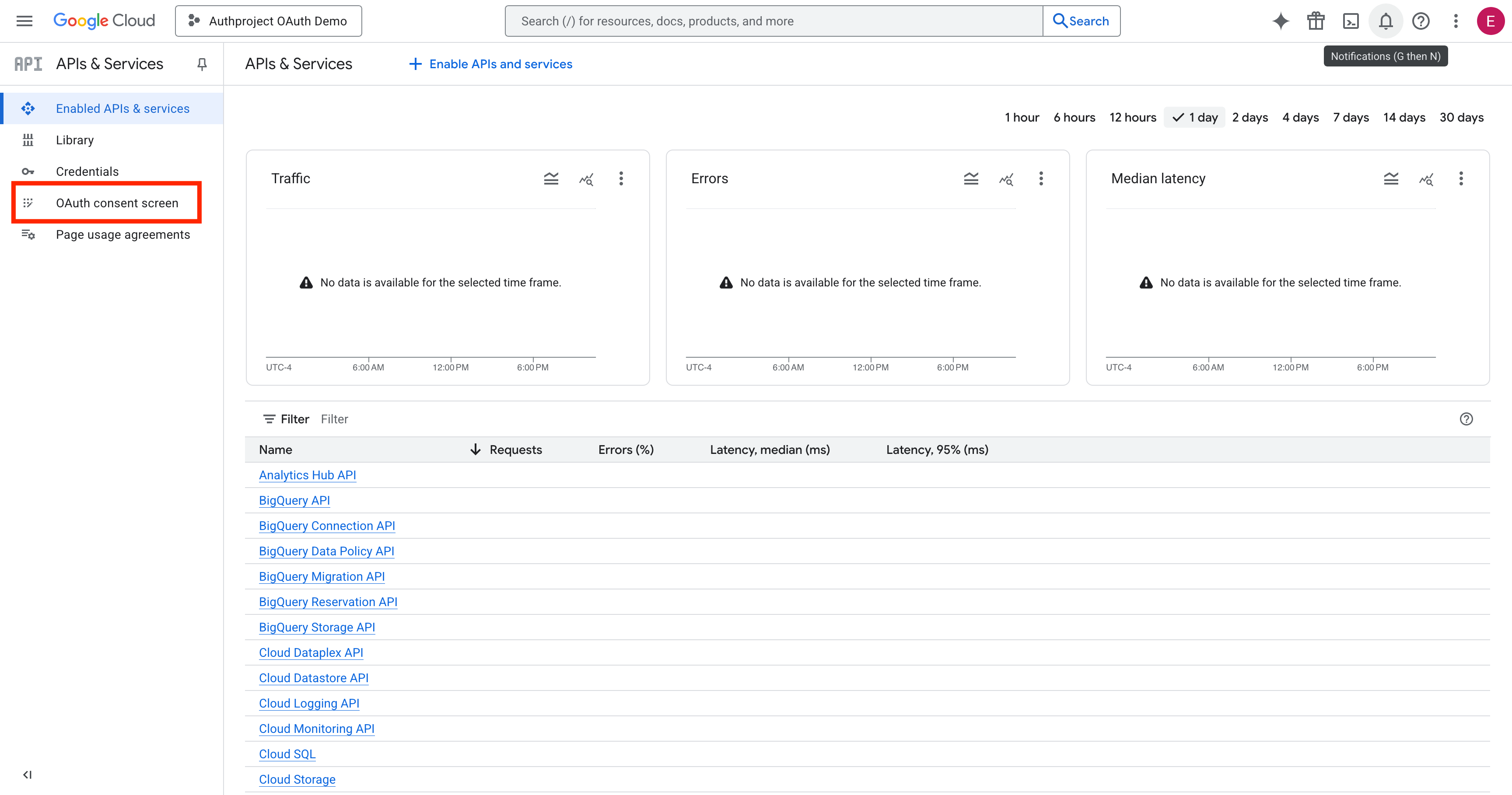 Select OAuth Consent Screen